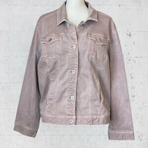 J Jill Denim Jean Jacket Women Dusty Pink Button Up Trucker Stretch Pockets 2X